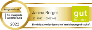 Ausgezeichnet für engagierte Weiterbildung 2022: Janina Berger - Eine Initiative der deutschen Versicherungswirtschaft